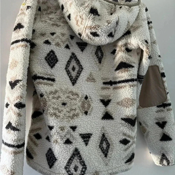 The North Face Jacket Aztec Print Campshire Sherpa Hoodie Womens Small Cream| XS - Picture 2 of 5